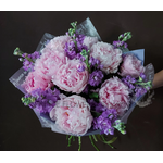 ПИОНЫ РОЗОВЫЕ 9ШТ. МАТИОЛЛА ФИОЛЕТОВАЯ-8ШТ.